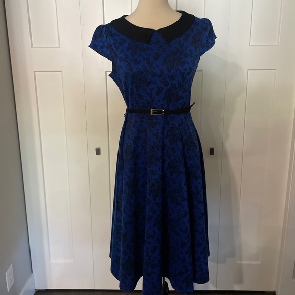 Lindy Bop Blue & Black Dress - Picture 1 of 3
